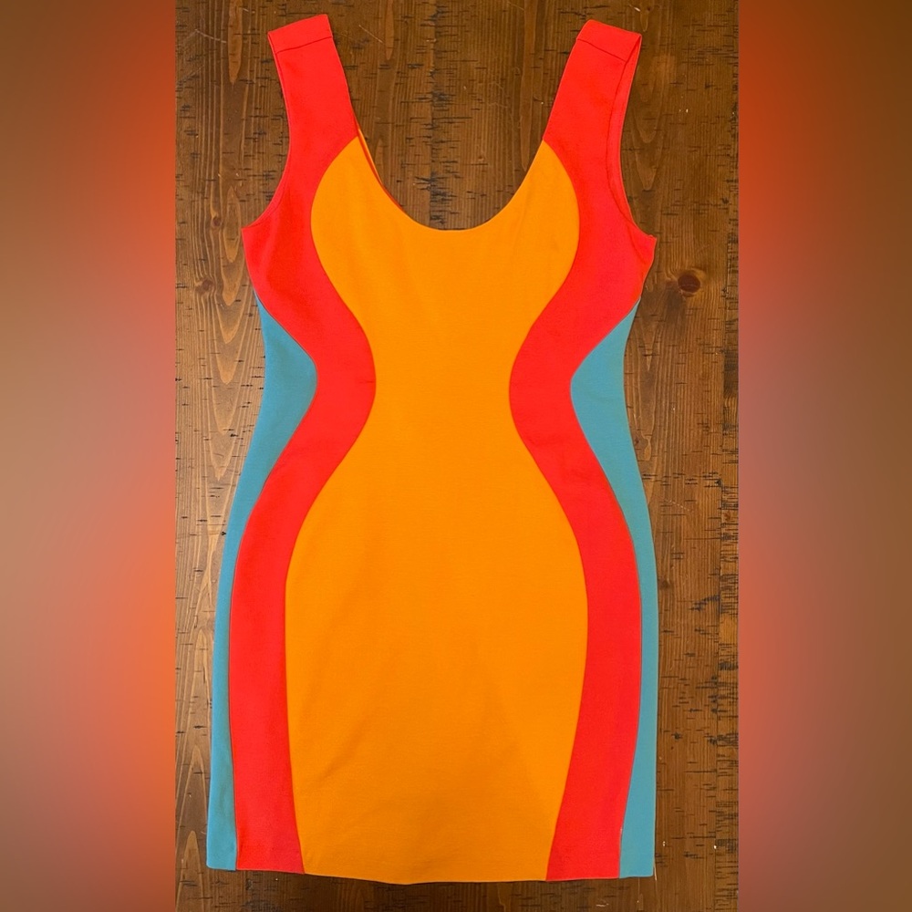 Ark & Co Midi Bodycon Vibrant multicolored dress